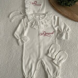 Ensemble coton 3 pièces à dentelle